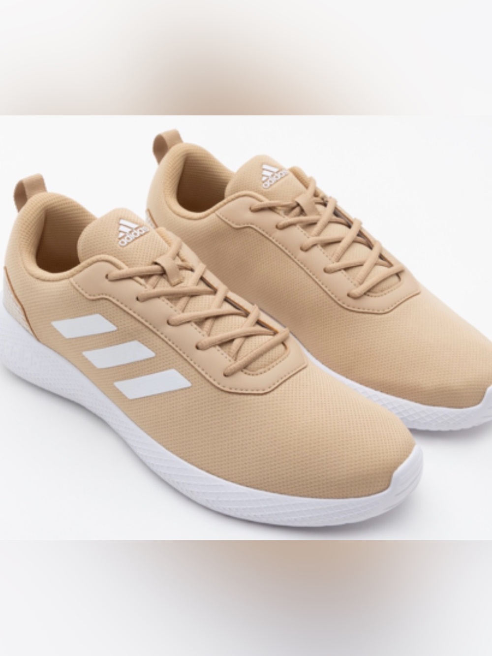adidas Men’s Tan Athletic Sneakers with White Stripes